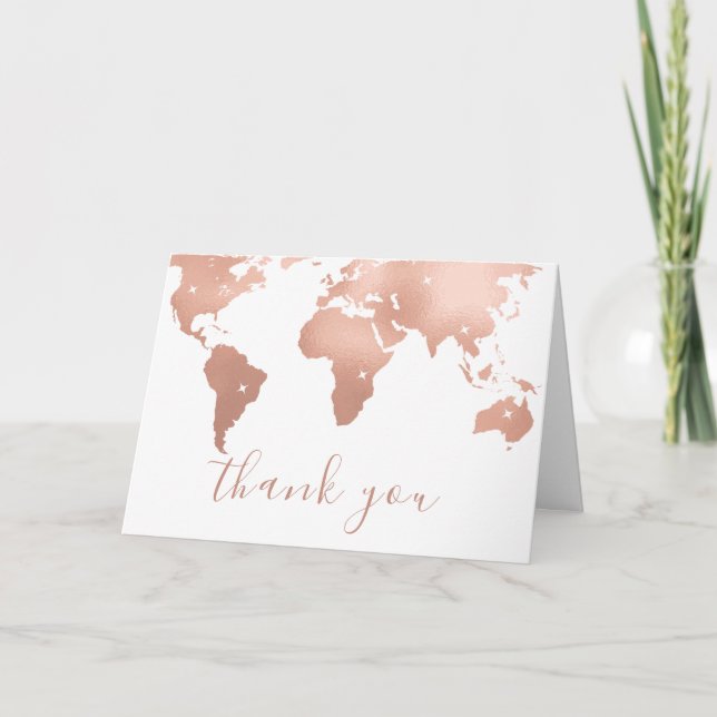 Elegant World Map Travel Adventure Baby Shower  Thank You Card (Front)
