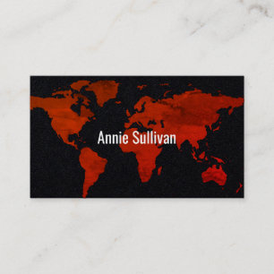 elegant world map travel agent black business card