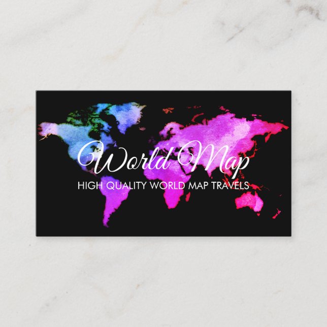 Elegant World Map Trip Globe Travel Agent Business Card (Front)
