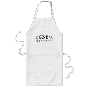 Elegant World's Best Grandpa Black Typography Long Apron