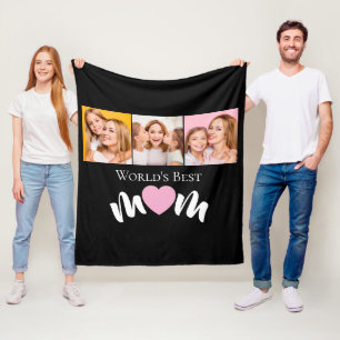 Elegant Worlds Best Mum Cute Heart 3 Photo Fleece Blanket