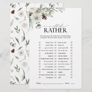 Elegant Would She Rather Floral Bridal Shower Game