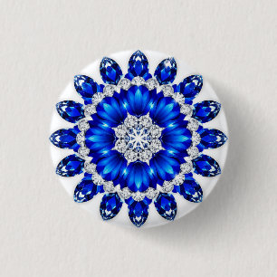 Elegant Wreath Adorned With Blue Flowers 3 Cm Round Badge
