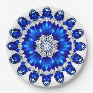 Elegant Wreath Adorned With Blue Flowers Paper Plate