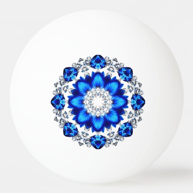 Elegant Wreath Adorned With Blue Flowers Ping Pong Ball (Front)
