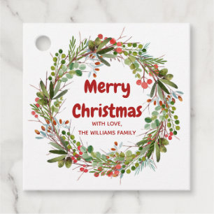 Elegant Wreath Christmas Customisable  Favour Tags