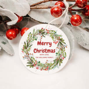 Elegant Wreath Christmas  Favour Tags