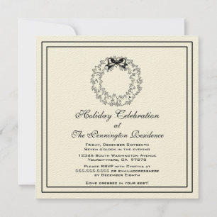 Elegant wreath christmas holiday party invitation
