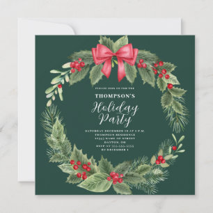 Elegant Wreath Christmas Party Invitation