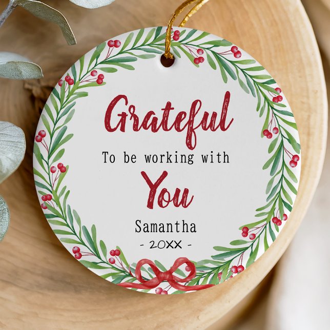Elegant wreath coworker keepsake ceramic tree decoration (Creator Uploaded)