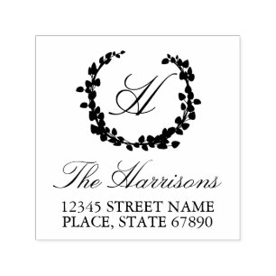 Elegant Wreath Family Address Self-Inking Stamp