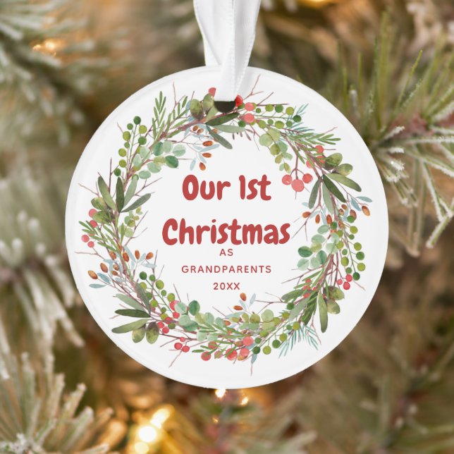 Elegant Wreath First Christmas   Ornament (Tree)
