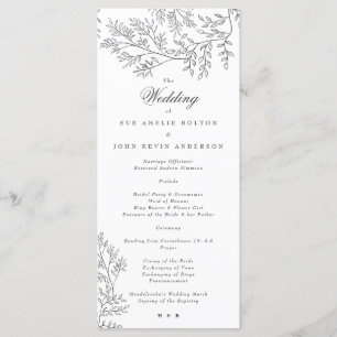 Elegant Wreath Floral Sketched Minimal Wedding Pro Programme