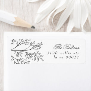 Elegant Wreath Floral Sketched Return Address