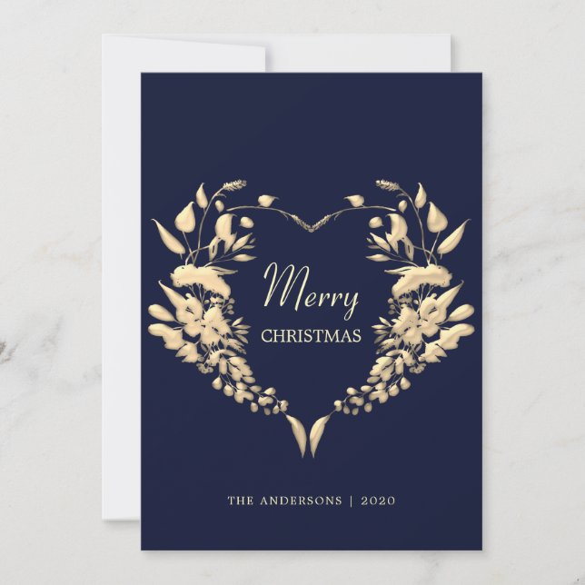 Elegant Wreath Merry Christmas Holiday Card (Front)