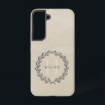 Elegant Wreath Monogram | Beige Samsung Galaxy Case<br><div class="desc">Charge your electronic device with an Elegant Wreath Monogram Samsung Galaxy Case. Case design features an elegant berry wreath you can personalise with your name and monogram against a paper textured background.</div>