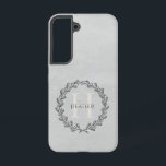 Elegant Wreath Monogram | Grey Samsung Galaxy Case<br><div class="desc">Charge your electronic device with an Elegant Wreath Monogram Samsung Galaxy Case. Case design features an elegant berry wreath you can personalise with your name and monogram against a paper textured background.</div>