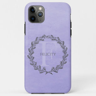 Elegant Wreath Monogram   Purple iPhone 11 Pro Max Case