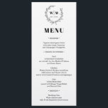 Elegant Wreath Monogram Wedding Menu Invitation<br><div class="desc">This classic and elegant design features a striking botanical wreath with monogram and minimal clean fonts. Easily edit the font colors and crest by clicking the Edit Design Tool button. See the entire collection for more matching items!</div>
