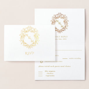 Elegant Wreath Monogram with /without RSVP Card