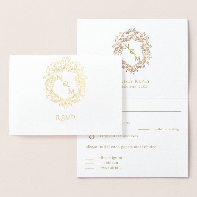  Elegant Wreath Monogram with /without RSVP Card (Display)