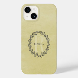 Elegant Wreath Monogram Yellow Case-Mate iPhone 14 Case