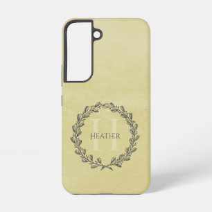 Elegant Wreath Monogram   Yellow Samsung Galaxy Case
