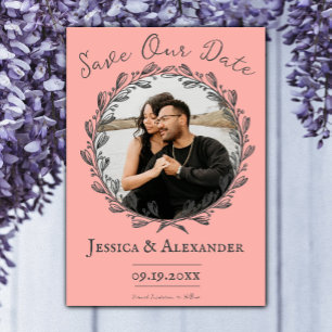 Elegant Wreath Photo Frame   Coral Save The Date