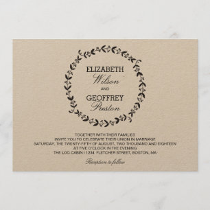 Elegant Wreath Rustic Kraft Wedding Invitation