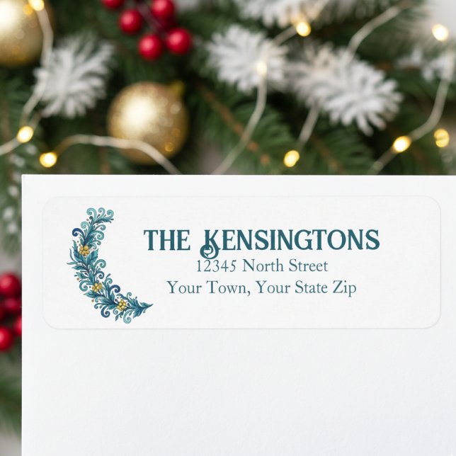 Elegant Wreath Swag Return Address (Holiday greenery swag return address label)