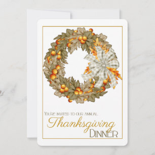 Elegant Wreath Thanksgiving Dinner Party Invite 14