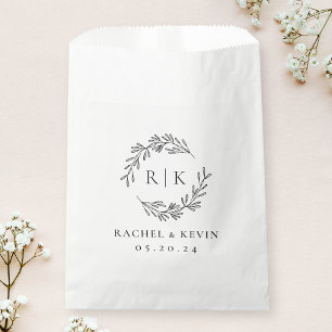 Elegant Wreath Wedding Initial Monogram Favour Bags
