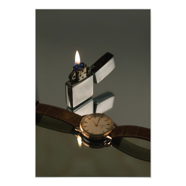 Elegant  wristwatch and lighter fine art photo print (Front)