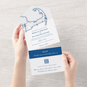 Elegant Wychmere Beach Club Wedding All In One Invitation