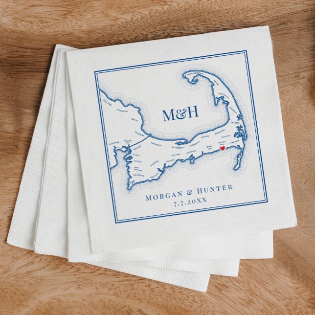 Elegant Wychmere Beach Club Wedding Napkin (Custom Cape Cod Napkins perfect for an elegant navy blue destination wedding in Cape Cod)