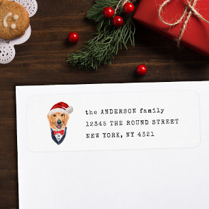 Elegant Xmas Golden Retriever Dog Return Address