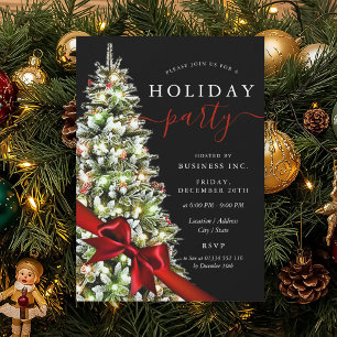 Elegant Xmas Tree Bow Corporate Holiday Party  Invitation