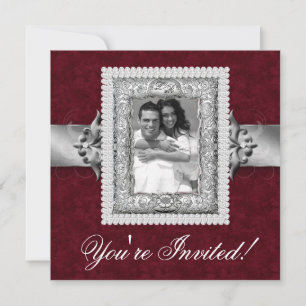 Elegant Xmas Wedding Photo Template Jewels Red