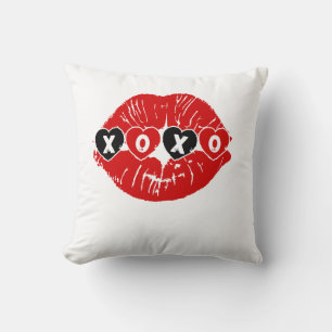 Elegant XOXO Red Lips Valentine's Day Cushion