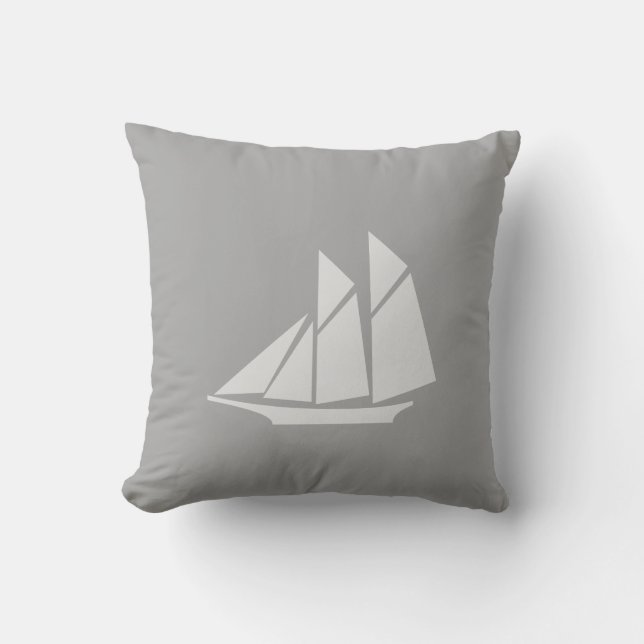 Elegant Yacht on Light Grey Cushion (Front)