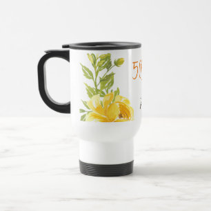 Elegant Yellow 50th Wedding Anniversary Monogram  Travel Mug