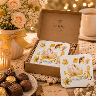 Elegant Yellow Aesthetic coaster – Vintage F