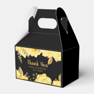 Elegant Yellow and Gold Flowers Birthday Party Favour Box