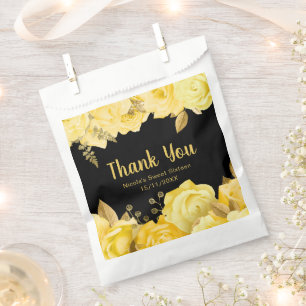 Elegant Yellow and Gold Flowers Sweet Sixteen Favour Bags
