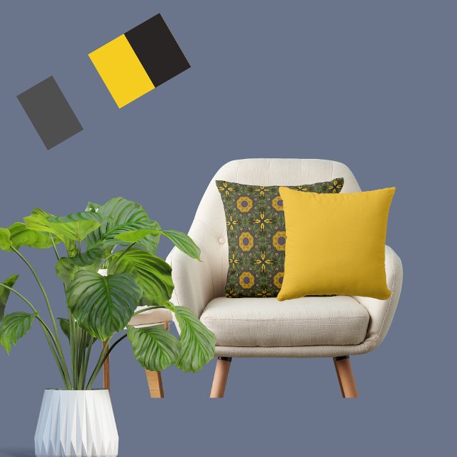 Elegant yellow and green abstract design  cushion (Creator Uploaded)