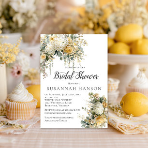 Elegant Yellow and Ivory Floral Bridal Shower Invitation