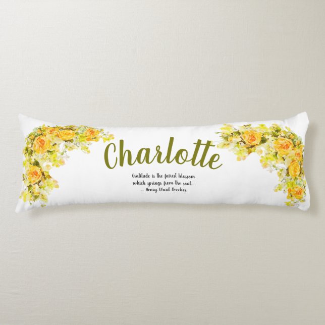 Elegant yellow and orange Flowers Body Cushion (Front)