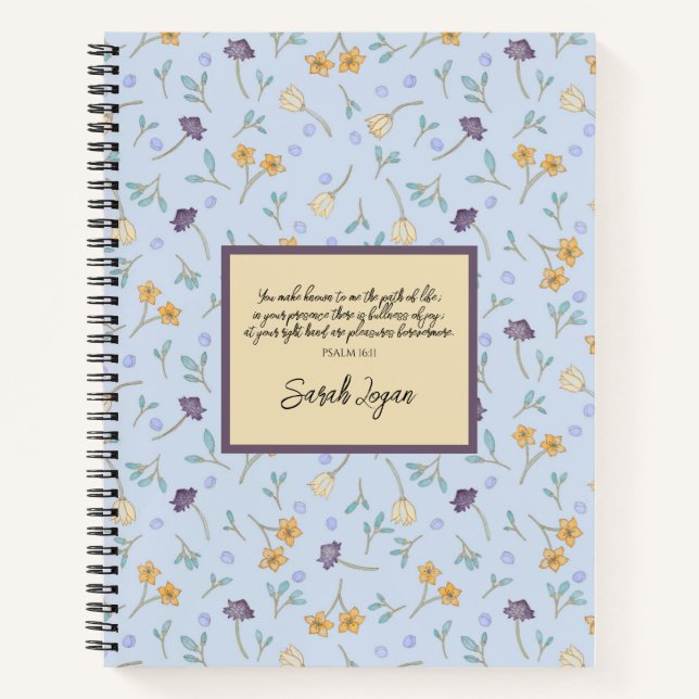 Elegant Yellow and Purple Pattern Floral Notebook (Front)