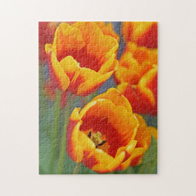 Elegant Yellow and Red Tulip Flower Portrait Jigsaw Puzzle (Vertical)
