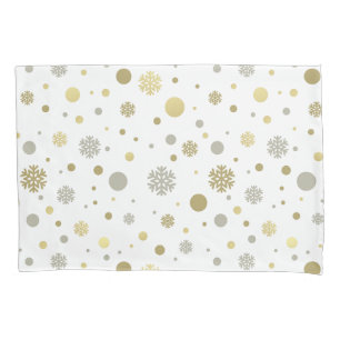 Elegant yellow and white gray merry Christmas Pillowcase